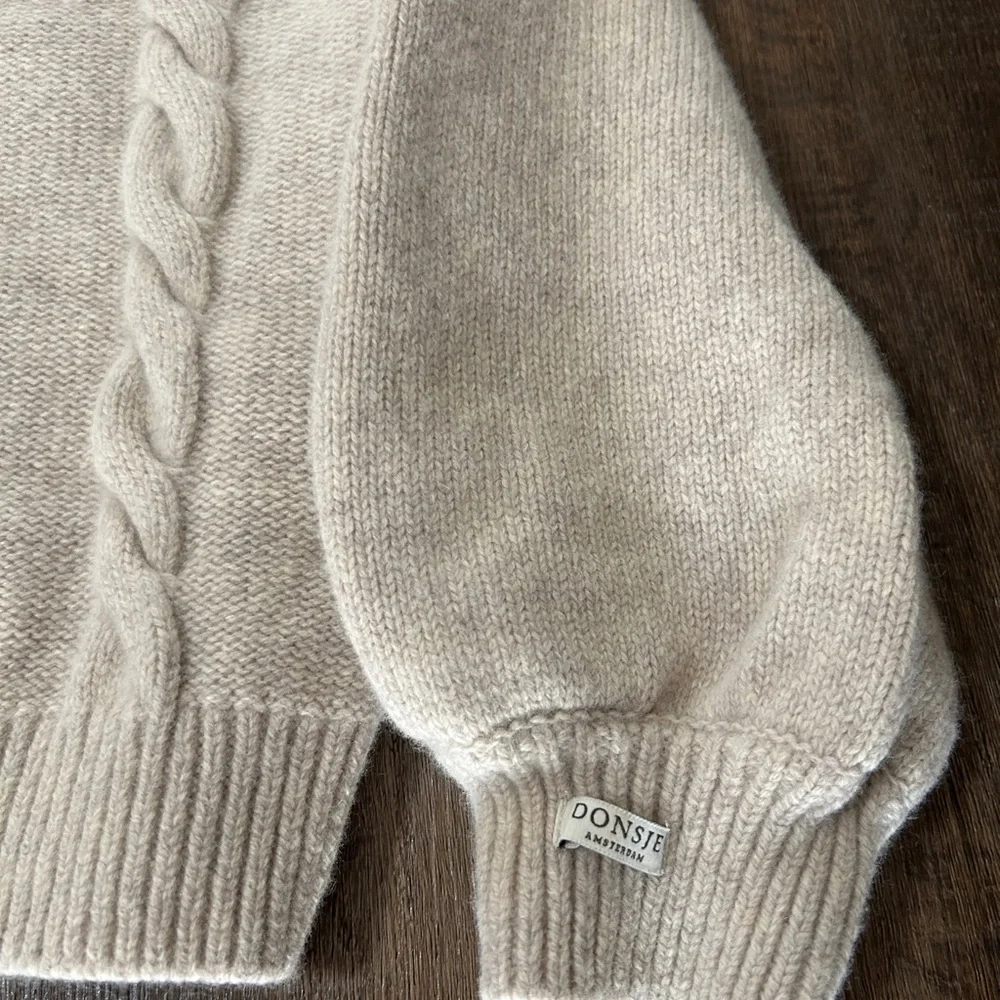 Donsje Amsterdam Cream Cable Knit Puff Sleeve Sweater 6-7 Years - Picture 2 of 4